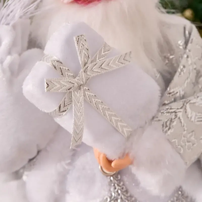 Collectible Sitting Santa Claus Doll | Classic Outfit with Gift Bag, Desktop & Mantel Décor, Ideal New Year & Christmas Gift / RED Sitting Old Man