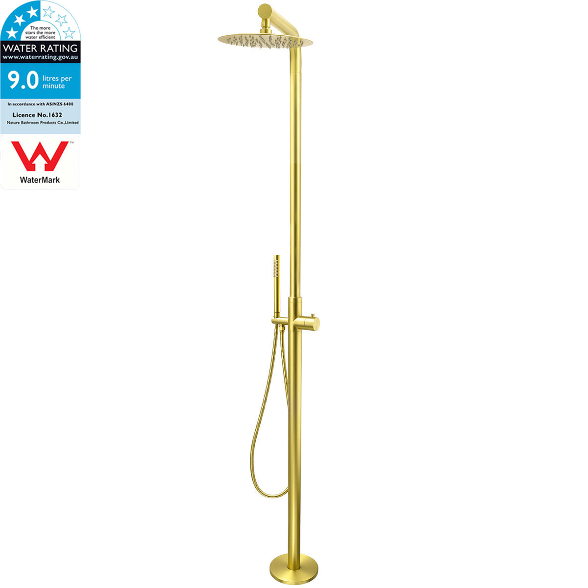 WELS Brushed Gold Twin Shower Handset Combo Set Outdoor Washing 10" Head 316 SUS