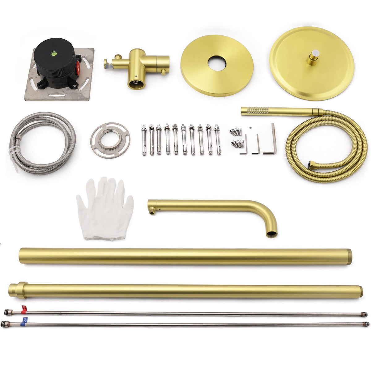 WELS Brushed Gold Twin Shower Handset Combo Set Outdoor Washing 10" Head 316 SUS