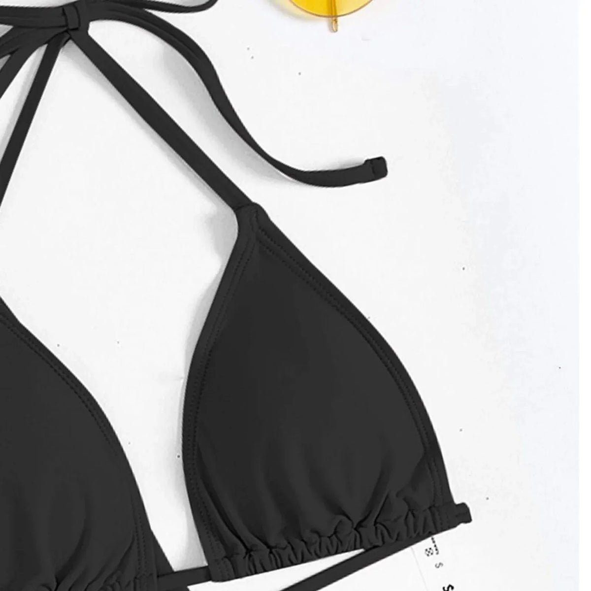 4 Piece Black Womens Bikini Swimsuit Set, Solid Bandage Push Up Padded Beachwear, Size S
