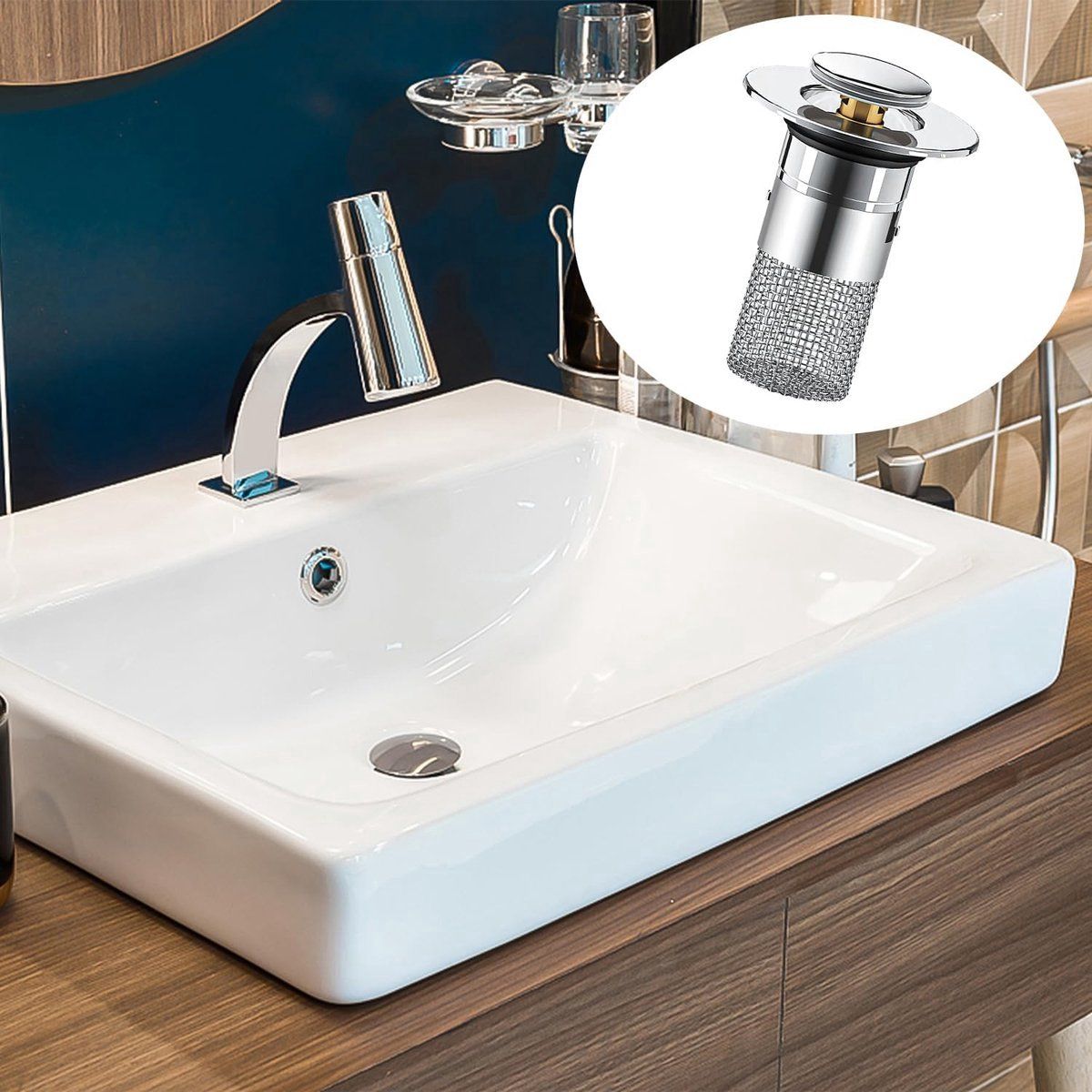 2 Piece Drain Stopper Set with Hair Screen for Washbasins and Baths, Anti Clogging