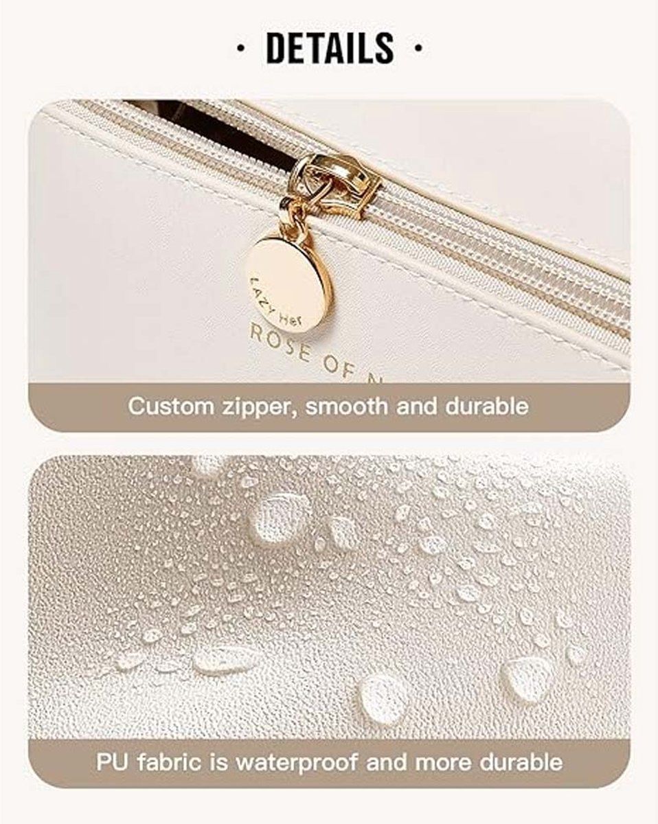 Travel Toiletry Bag with Hanging Hook, Waterproof Cosmetic Organizer with Brush Compartments