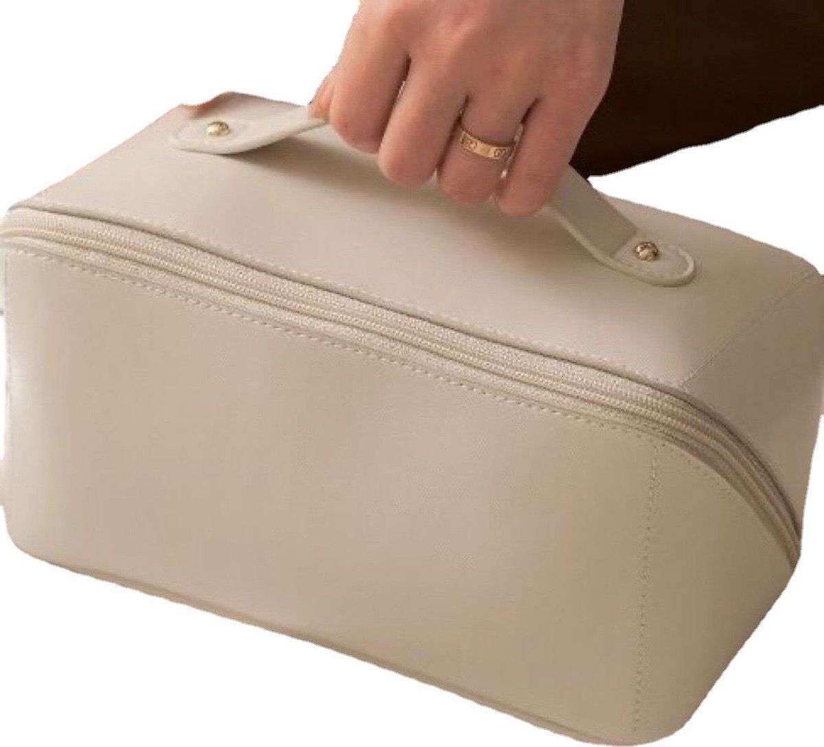 Travel Toiletry Bag with Hanging Hook, Waterproof Cosmetic Organizer with Brush Compartments