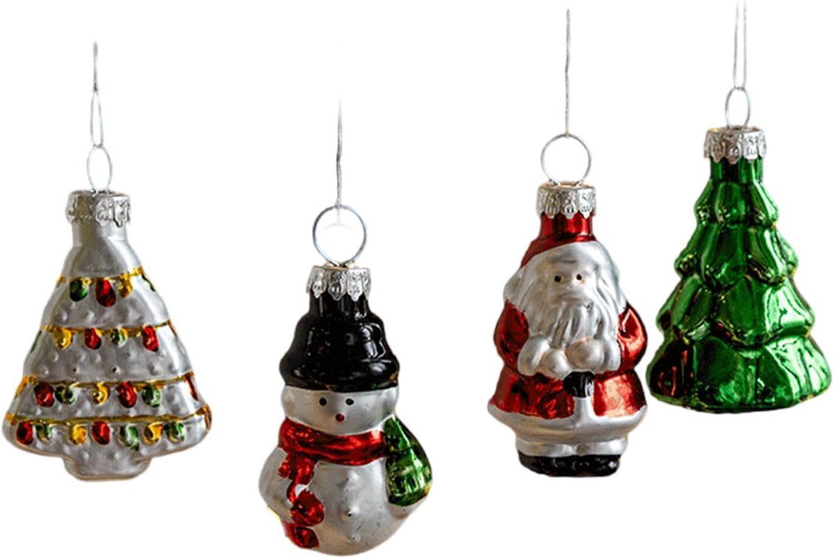 9 Piece Glass Christmas Ornament Set, Colorful Tree Decorations for Home and Office