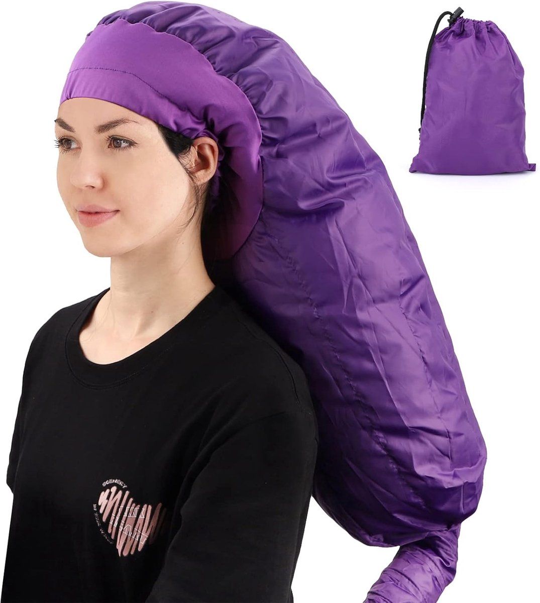 Purple Bonnet Hood Hair Dryer Cap with Large Adjustable Hood for Curls and Deep Conditioning