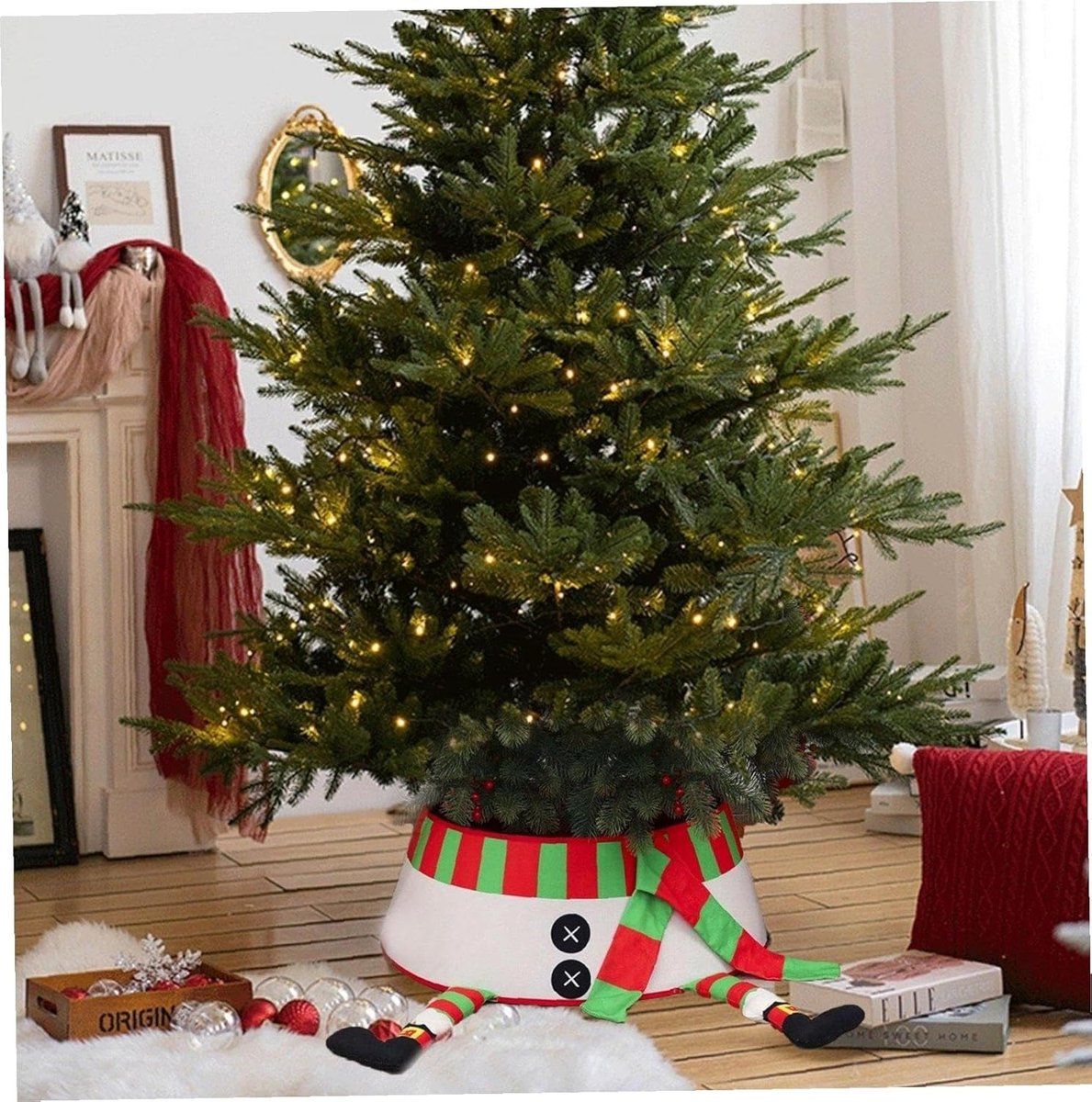 1 Piece Multicolor Christmas Tree Skirt and Tree Stand Cover, 40 x 60 x 20 cm