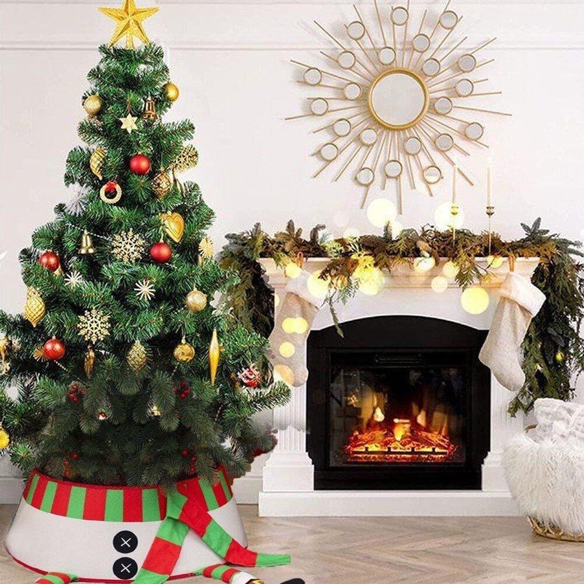 1 Piece Multicolor Christmas Tree Skirt and Tree Stand Cover, 40 x 60 x 20 cm