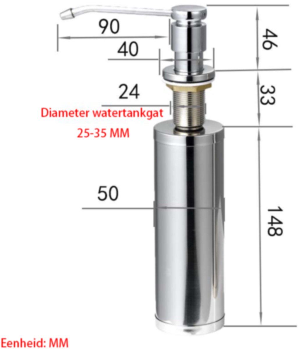 Built In Stainless Steel Soap Dispenser for Kitchen Sink, Refillable, 300 ml