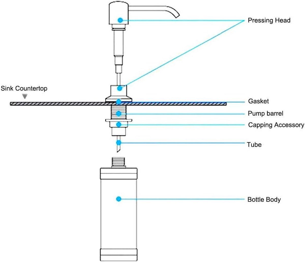 Built In Stainless Steel Soap Dispenser for Kitchen Sink, Refillable, 300 ml