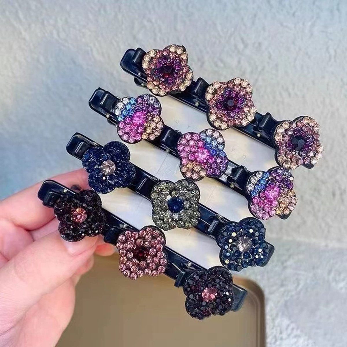 4 Piece Four Leaf Clover Braided Hairpin Set for Women and Girls