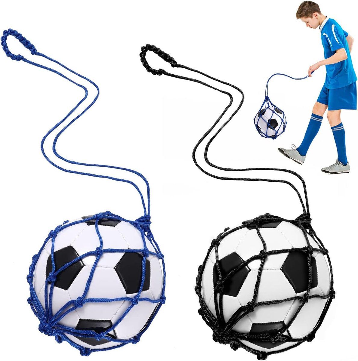 2 Pack Soccer Kick Trainer with Adjustable Waist Strap, Compatible with Ball Sizes 3 to 5