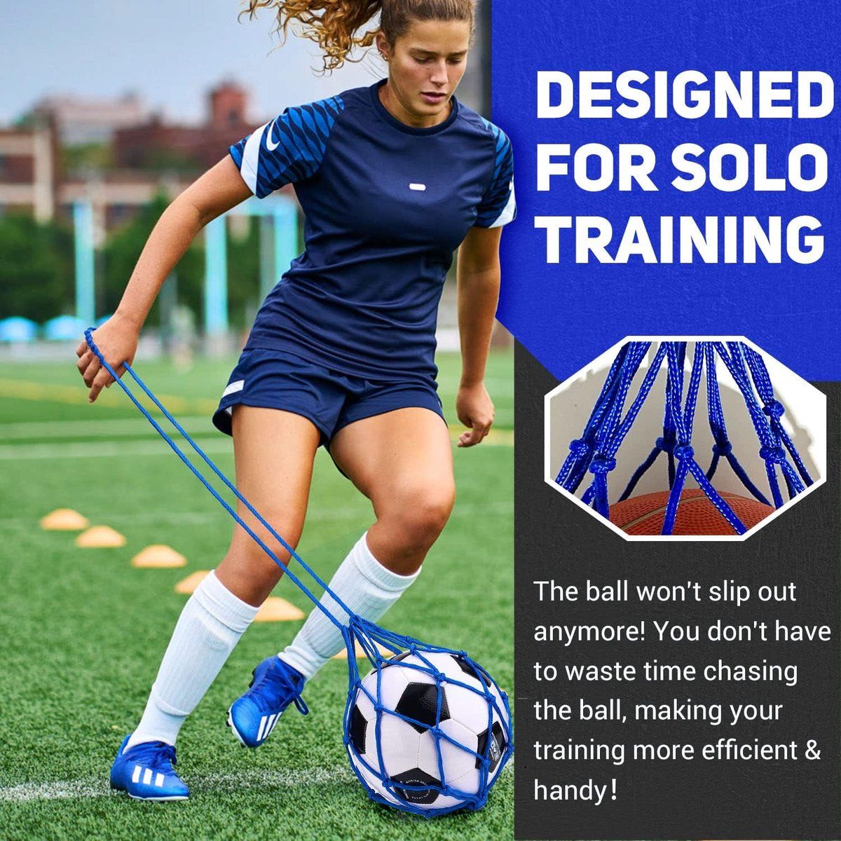 2 Pack Soccer Kick Trainer with Adjustable Waist Strap, Compatible with Ball Sizes 3 to 5