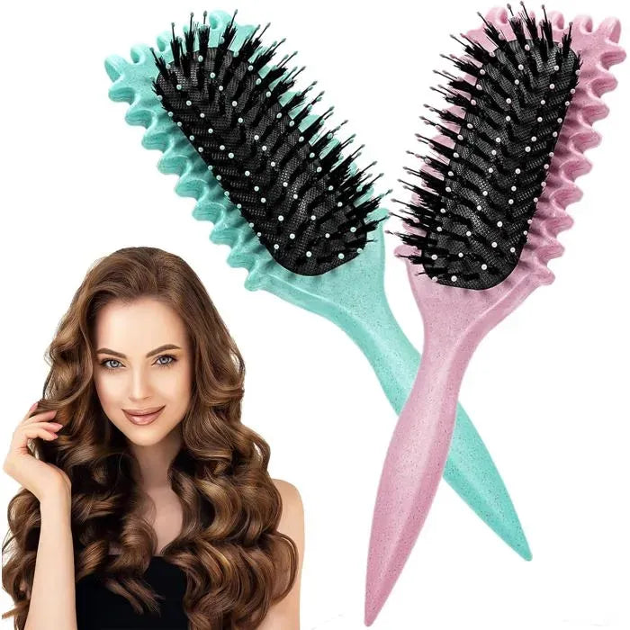 2 Piece Green and Pink Detangling Bristle Brush Set, Nylon, Hair Separating