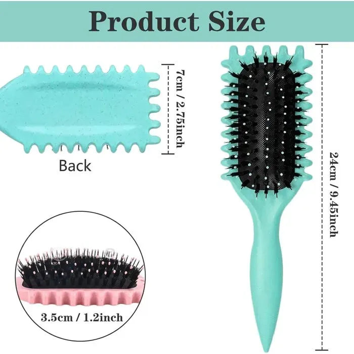 2 Piece Green and Pink Detangling Bristle Brush Set, Nylon, Hair Separating