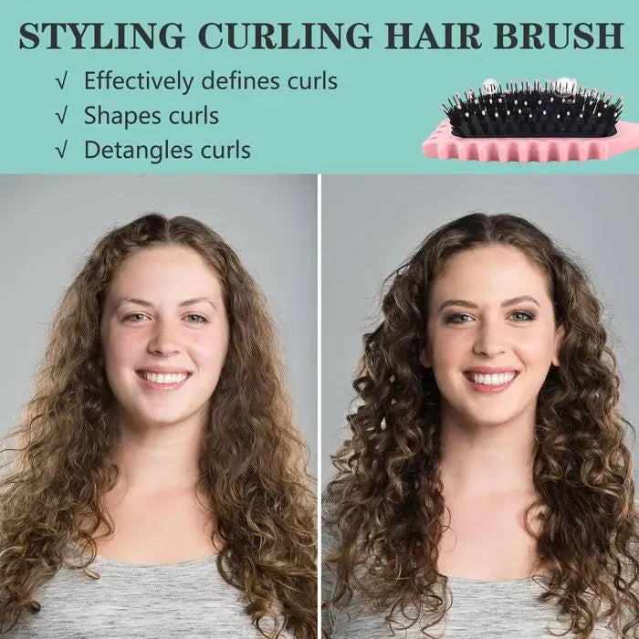 2 Piece Green and Pink Detangling Bristle Brush Set, Nylon, Hair Separating