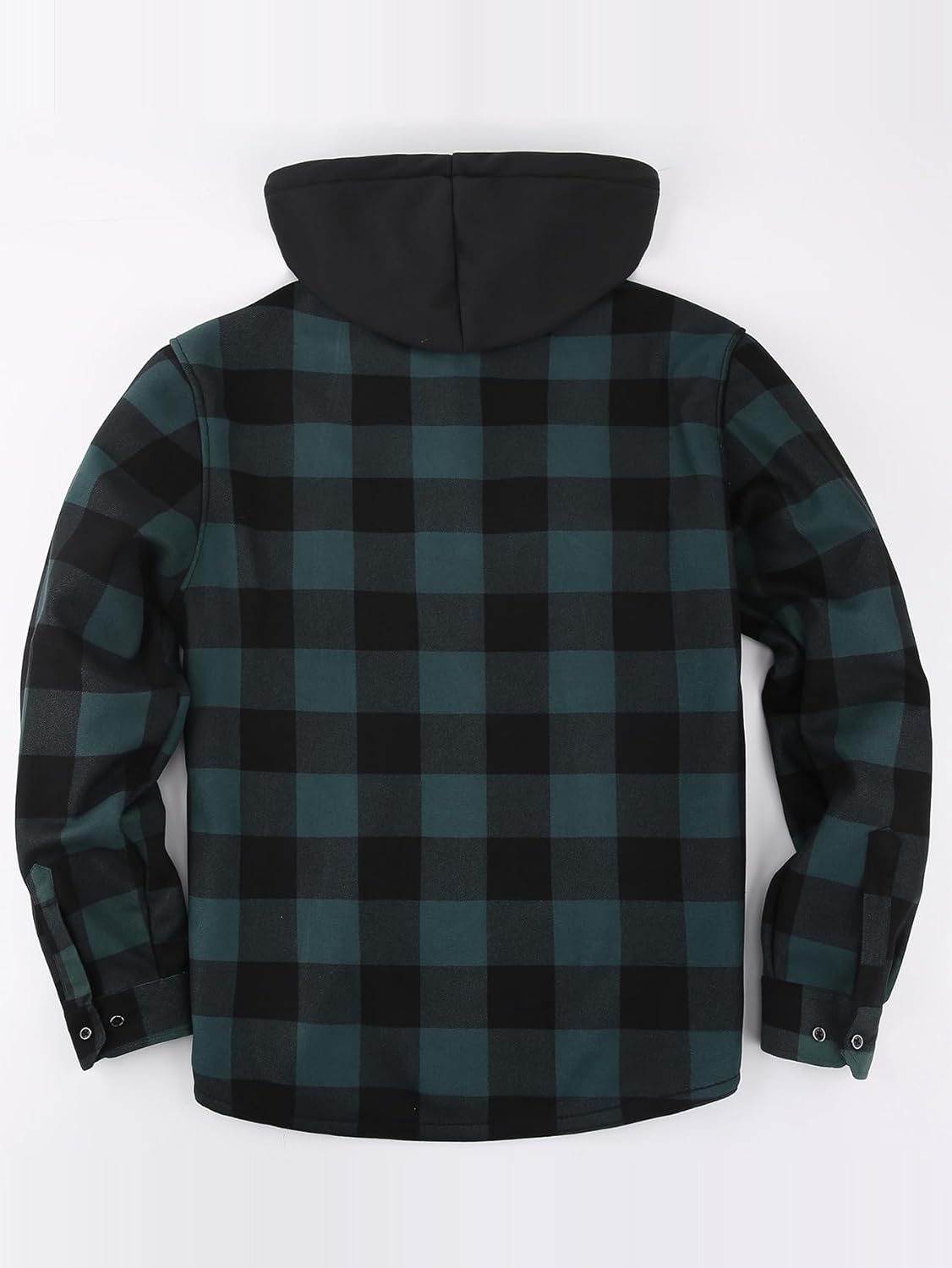 Men's Plaid Shirt Padded Warm Lined Plaid Shirts Men's Casual Plaid Shirt with Pockets Men's Hooded Plaid Jacket Green XL