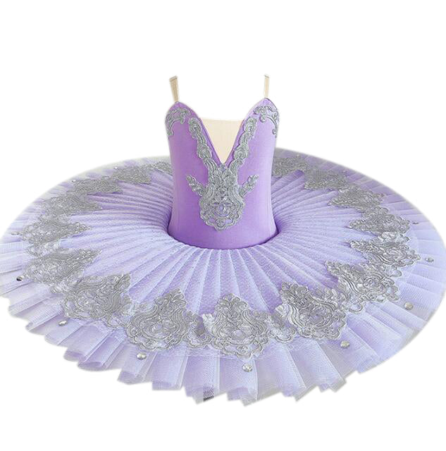 Ballet Tutu Dress Swan Dance Performance Costumes for Girls purple 160cm