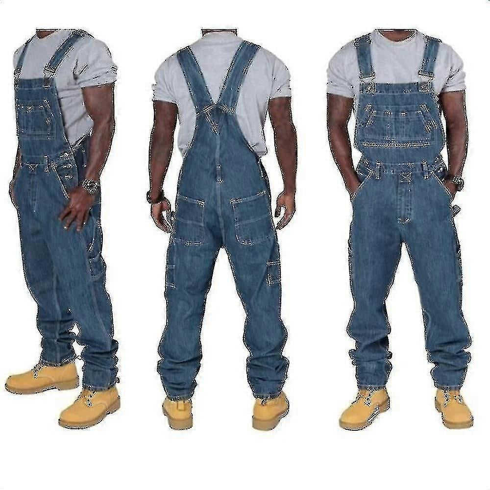 Men's Plus Size Jeans Fashion Jeans Denim Bib Loose Fit Multiple Pockets Adjustable Straps - Perfect 4XL 4XL
