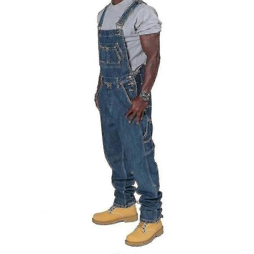Men's Plus Size Jeans Fashion Jeans Denim Bib Loose Fit Multiple Pockets Adjustable Straps - Perfect 4XL 4XL