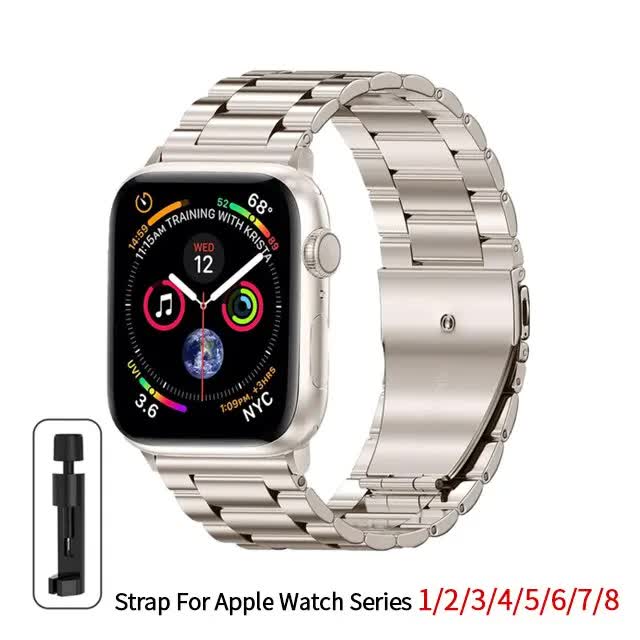 Stainless Steel Bracelet for Apple Watch Band 49mm 45mm 44mm 42mm Watch Metal Bracelet for Iwatch Series 9 8 7 6 5 Starlight
