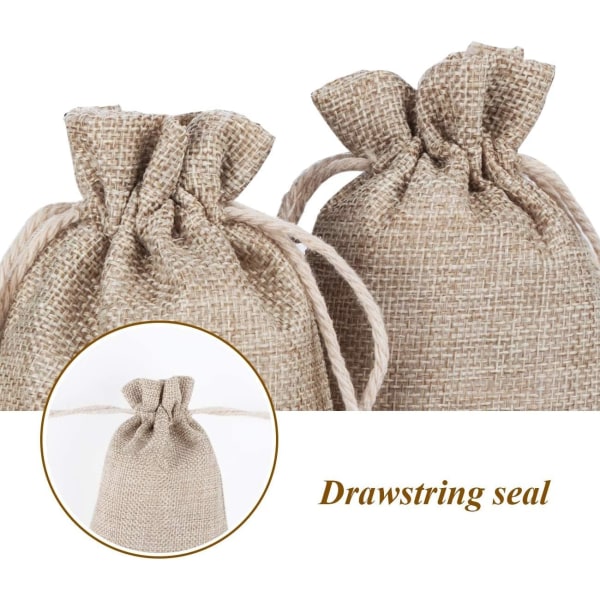 30pcs Drawstring Linen Bags, Linen Packaging Bags, Yellow Jute Gift Bags Jewelry Bags 10*15CM-tfrf
