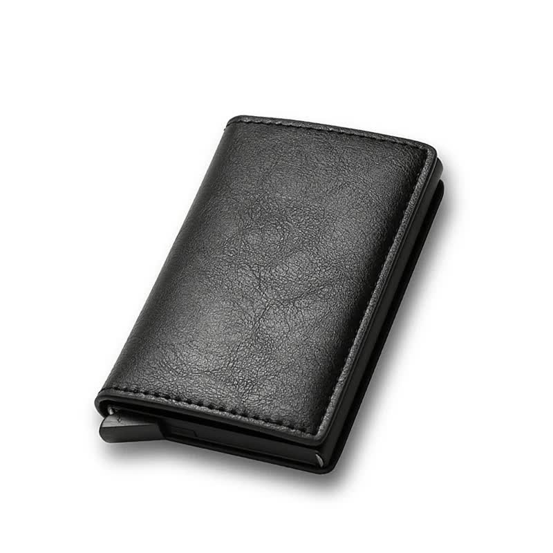 Carbon Fiber Credit Card Holder Wallets Men RFID Black Magic Trifold Leather Slim Mini Wallet Small Money Bag Men's Bags Black