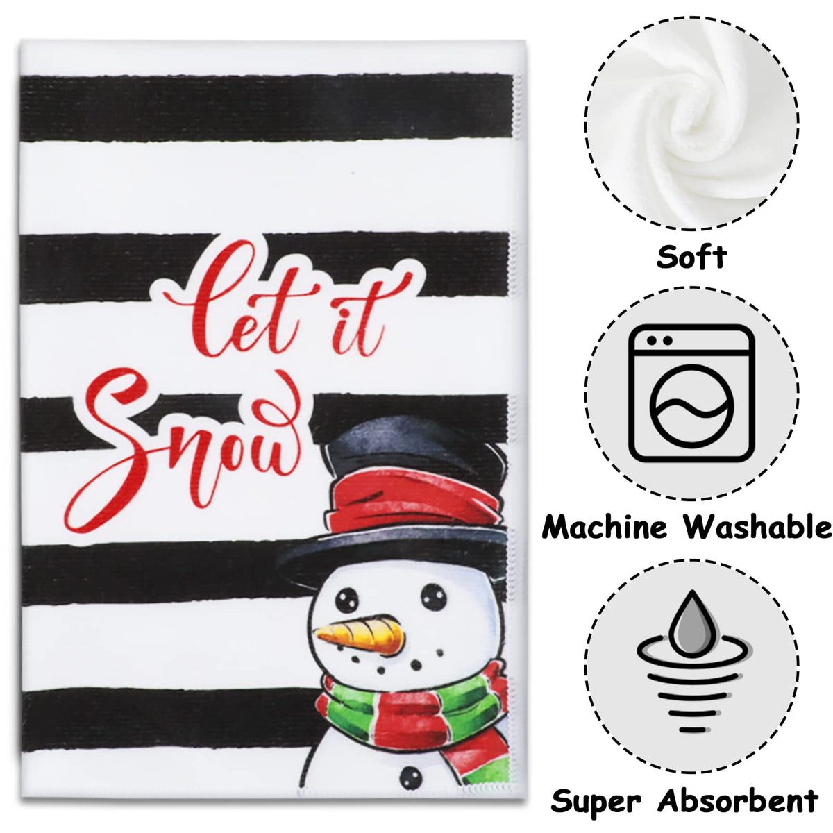 Christmas Kitchen Towels Set of 4, 18x26 inch Merry Christmas for Home Drying Dishcloth (Christmas)