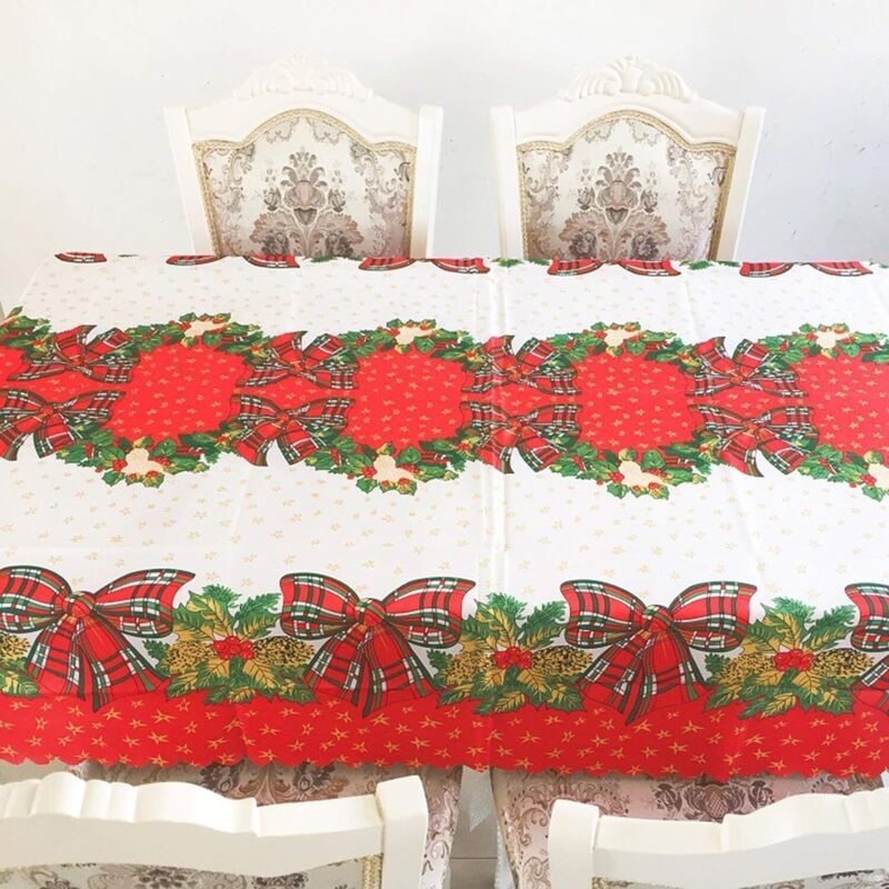 Tablecloth for Christmas Rectangular Polyester Stain Resistant Tablecloth Christmas Red Tablecloths Stain Resistant Table Protector for Parties