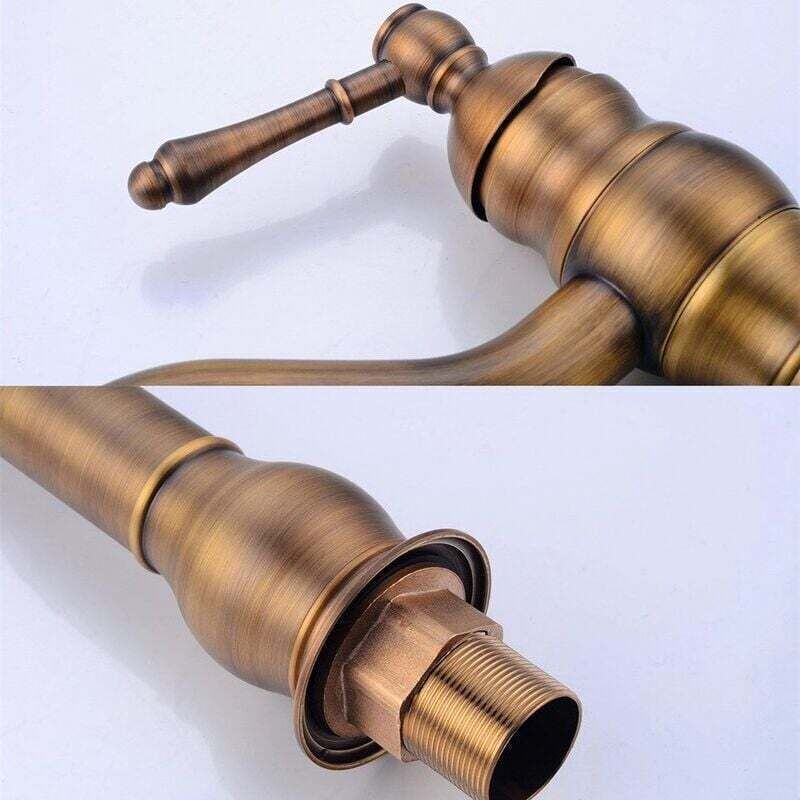 Retro Basin Faucet 360 Degree Swivel Single Lever Bathroom Mixer Tap High Spout Hot and Cold Water Available Bronze