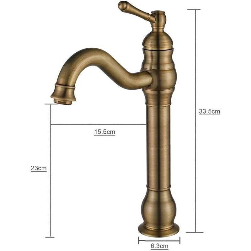 Retro Basin Faucet 360 Degree Swivel Single Lever Bathroom Mixer Tap High Spout Hot and Cold Water Available Bronze