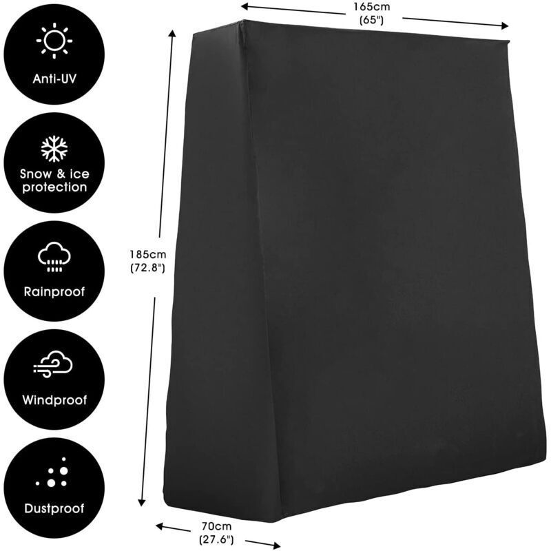 Table Tennis Table Cover, Waterproof Ping Pong Table Cover for Outdoor and Indoor, Anti-UV and Windproof, 165 x 70 x 185 cm