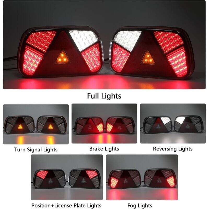 12V 24V Waterproof Trailer Rear Light Kit with Turn Signal Brake Reverse Fog Reflector
