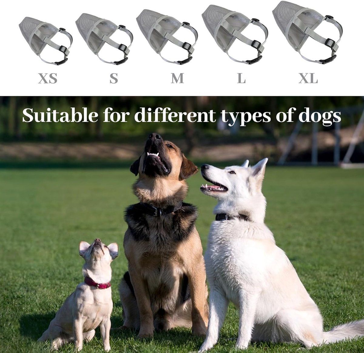 Dog Muzzle Soft Breathable Mesh With Adjustable Straps, Full Cover Anti Biting Barking For Small Medium Large Dogs, Black Gray XL