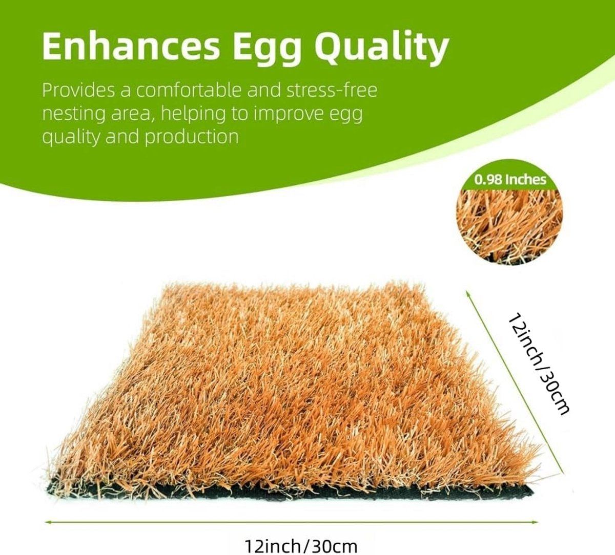 6 Pack Chicken Nesting Box Pads, Artificial Grass Laying Mats, Washable Non Slip Coop Nest Mats For Hens, Brown, 30 x 30 cm