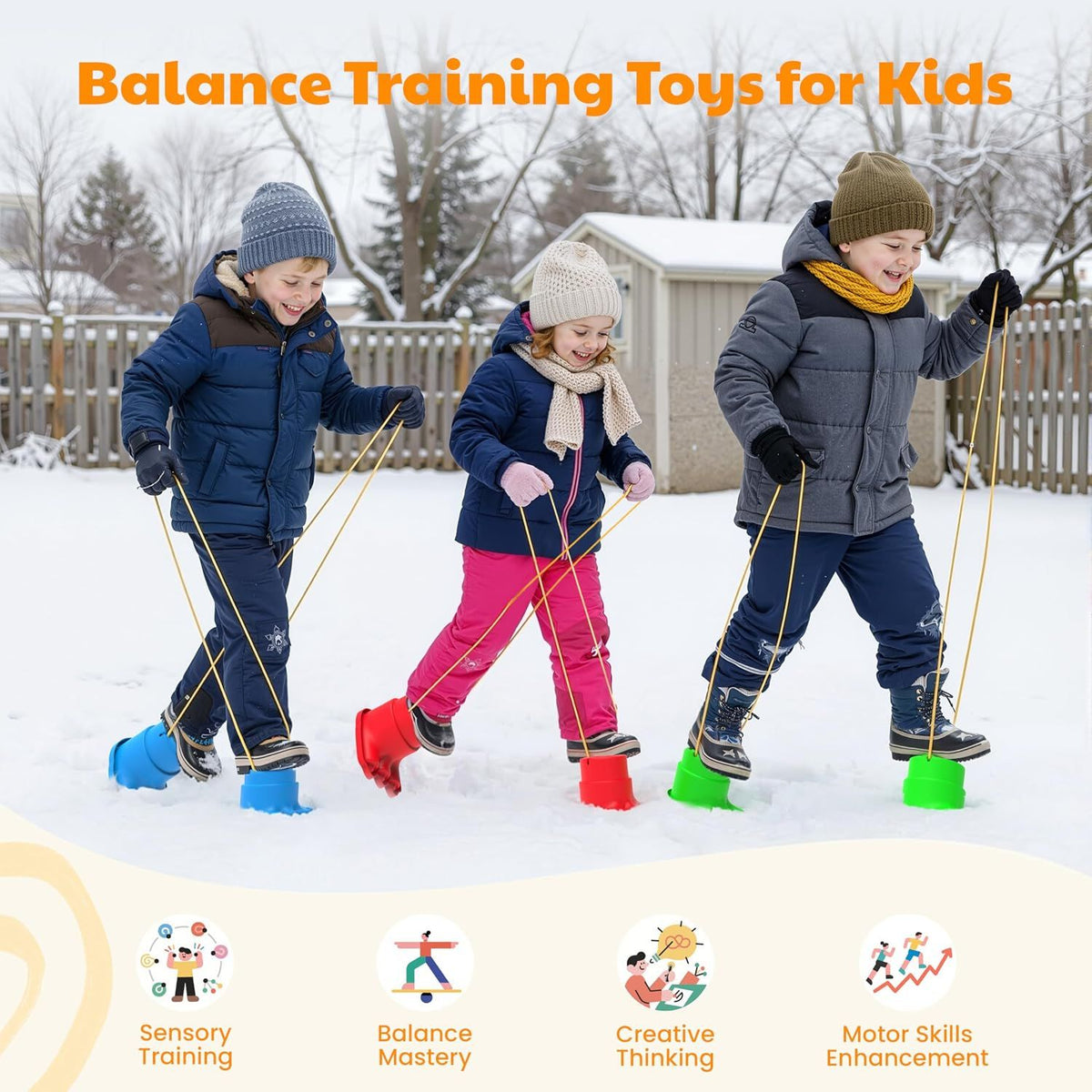 4 Pair Children Balance Stilts Monster Leg Design