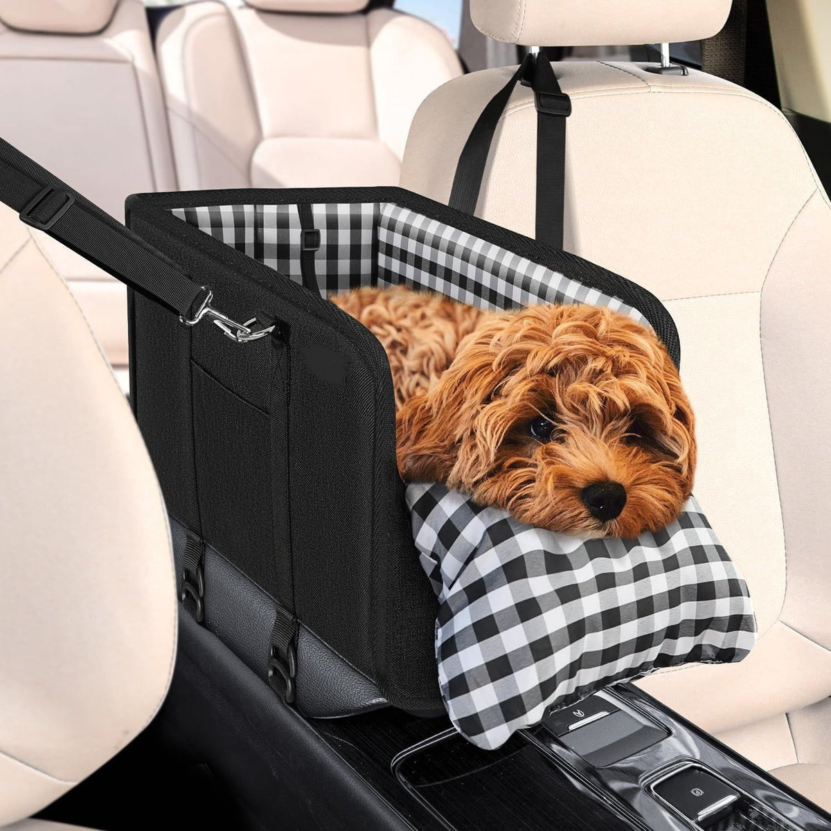 1 Piece Dog Car Seat with Armrest Padded Black, up to 5 kg