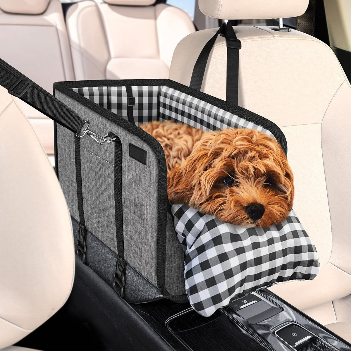 1 Piece Dog Car Seat with Armrest Padded Grey, up to 5 kg