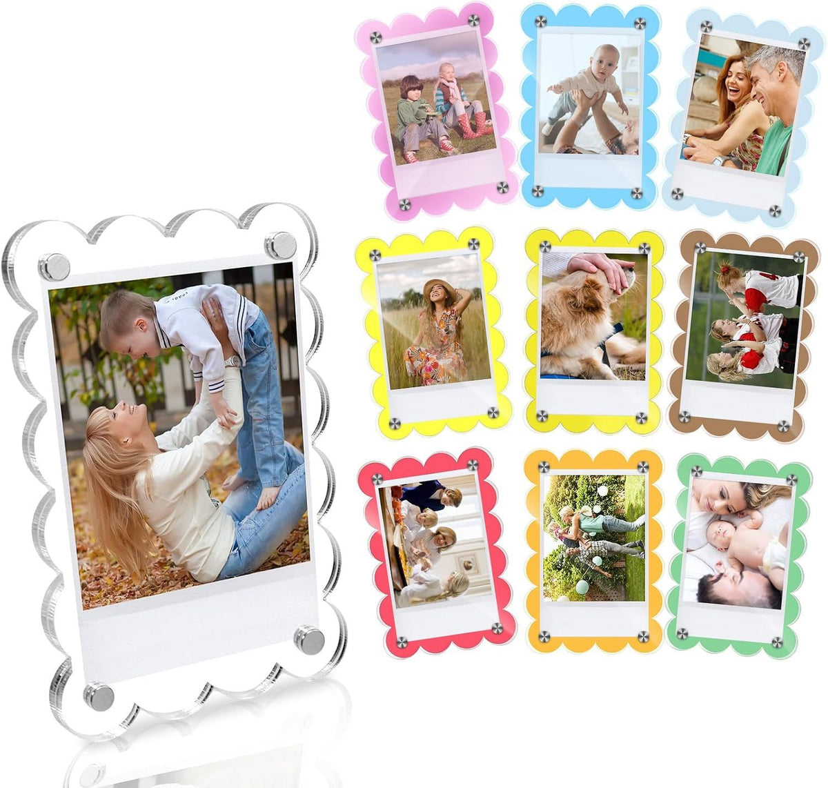 12 Piece Acrylic Magnetic Photo Frames for Refrigerator, 6 x 9 cm