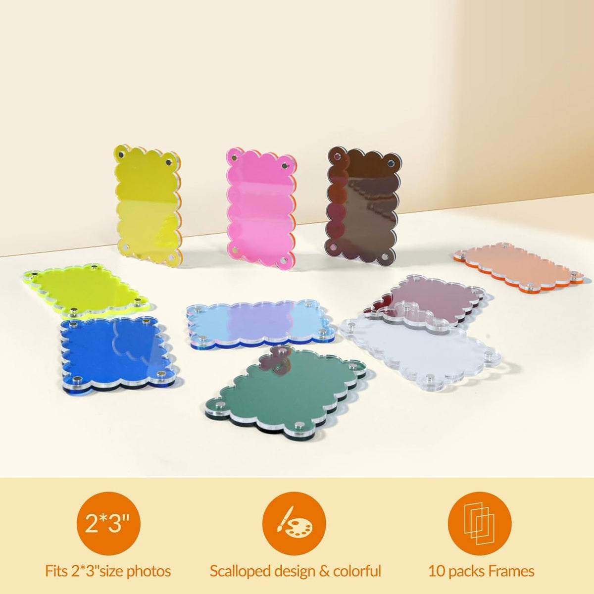 12 Piece Acrylic Magnetic Photo Frames for Refrigerator, 6 x 9 cm