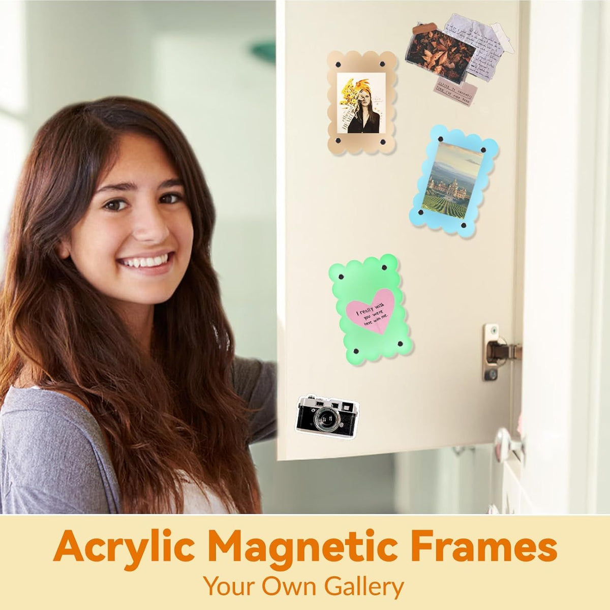 12 Piece Acrylic Magnetic Photo Frames for Refrigerator, 6 x 9 cm