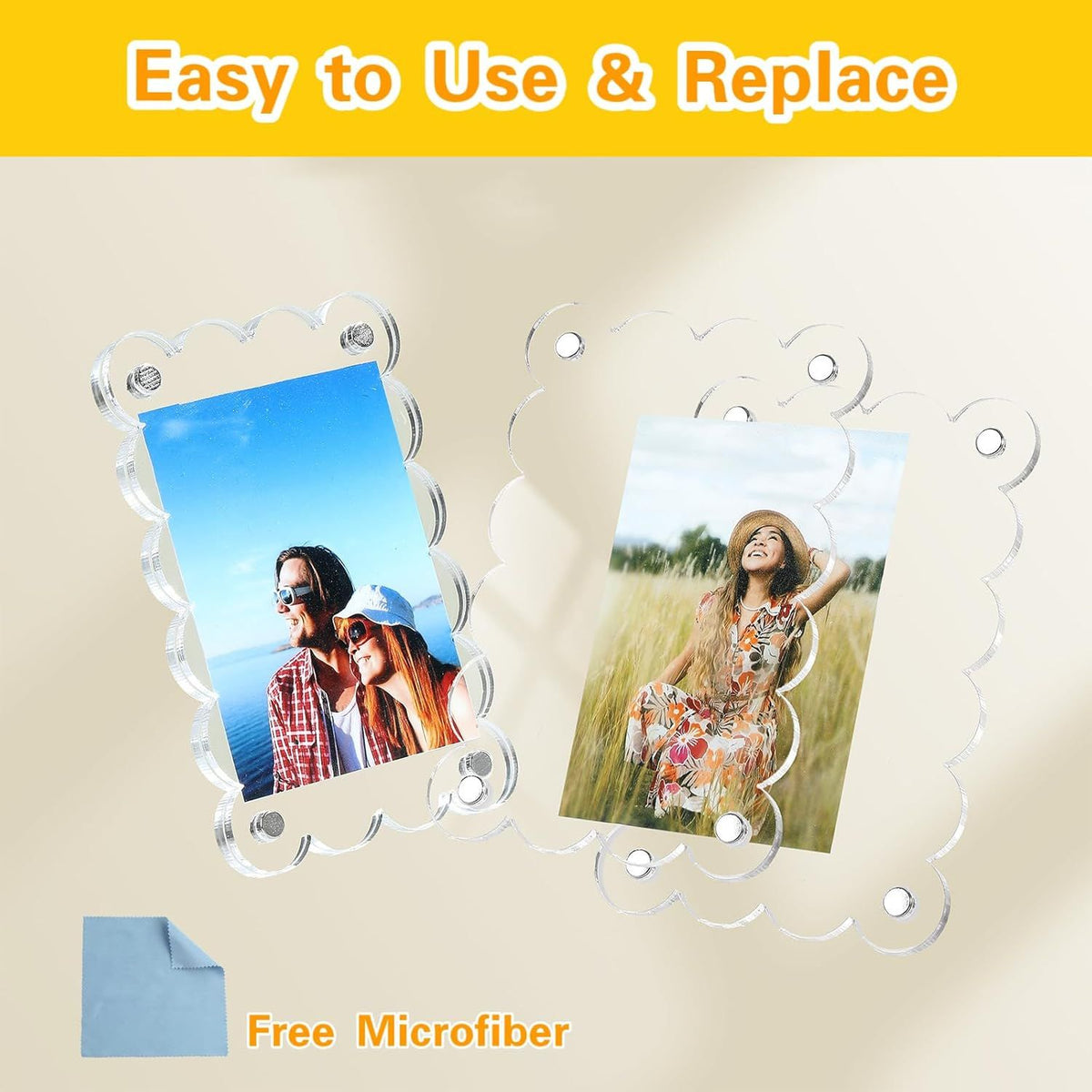12 Piece Acrylic Magnetic Photo Frames for Refrigerator, 6 x 9 cm