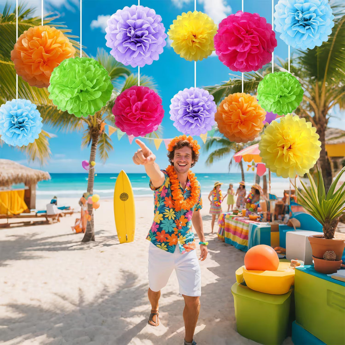 12 Pack Tissue Paper Pom Poms