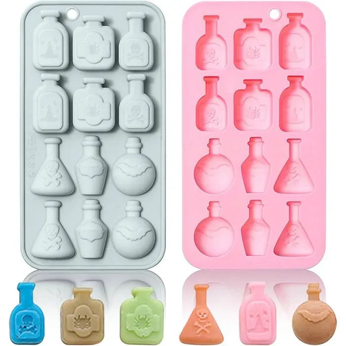 2 Pack Halloween Potion Bottle Silicone Molds, 17 x 9.1 cm