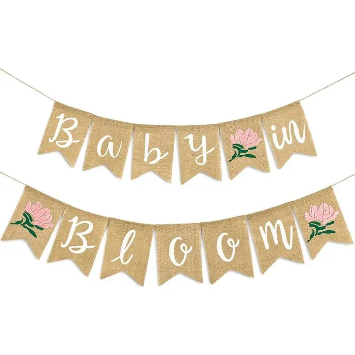 13 Pack Floral Burlap Pennant Banner