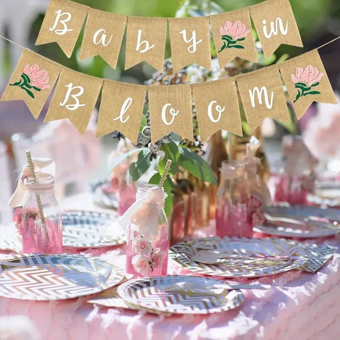 13 Pack Floral Burlap Pennant Banner