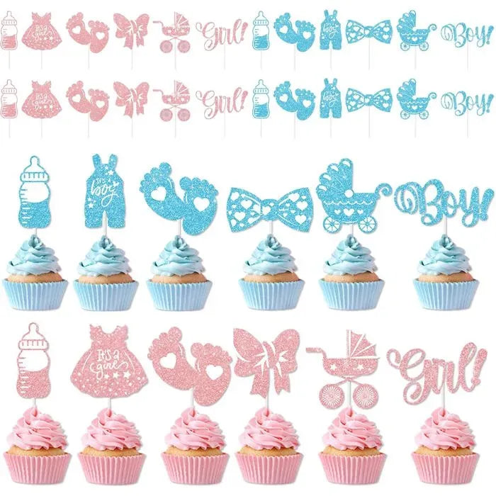 24 Pack Boy or Girl Cupcake Toppers