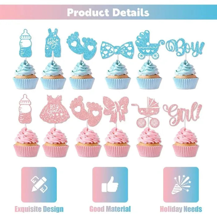 24 Pack Boy or Girl Cupcake Toppers