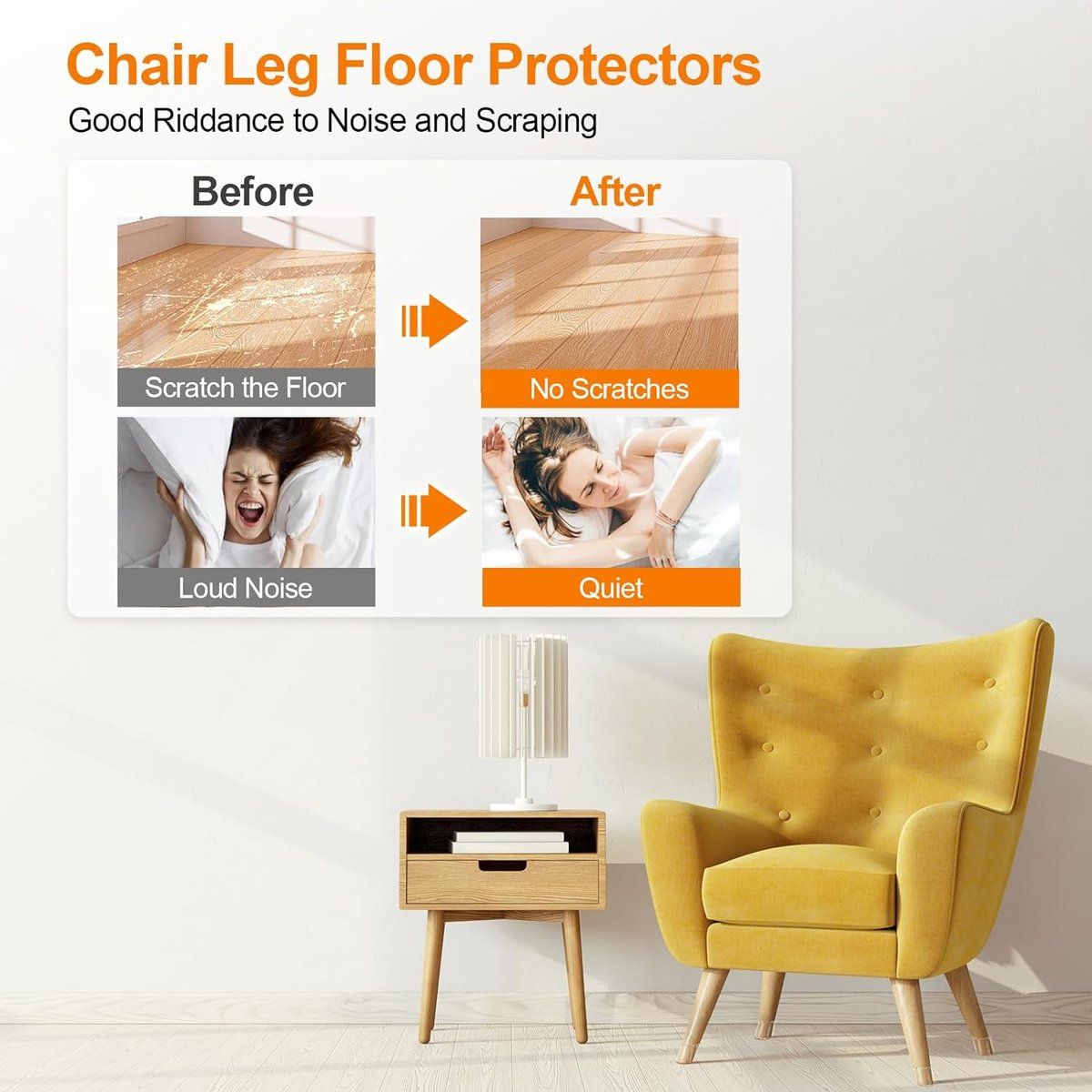 24 Pack Silicone Chair Leg Floor Protectors