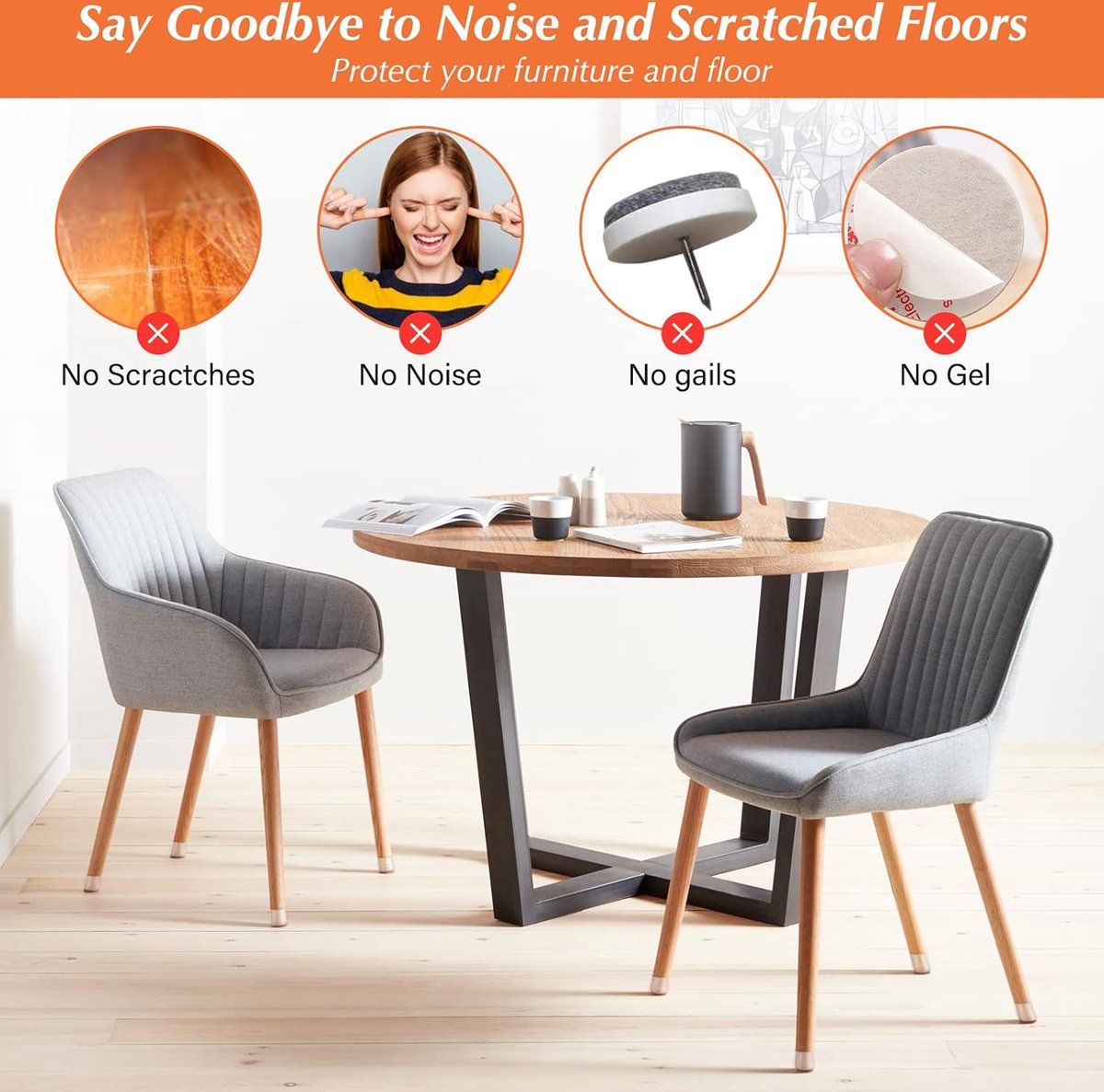 24 Pack Silicone Chair Leg Floor Protectors