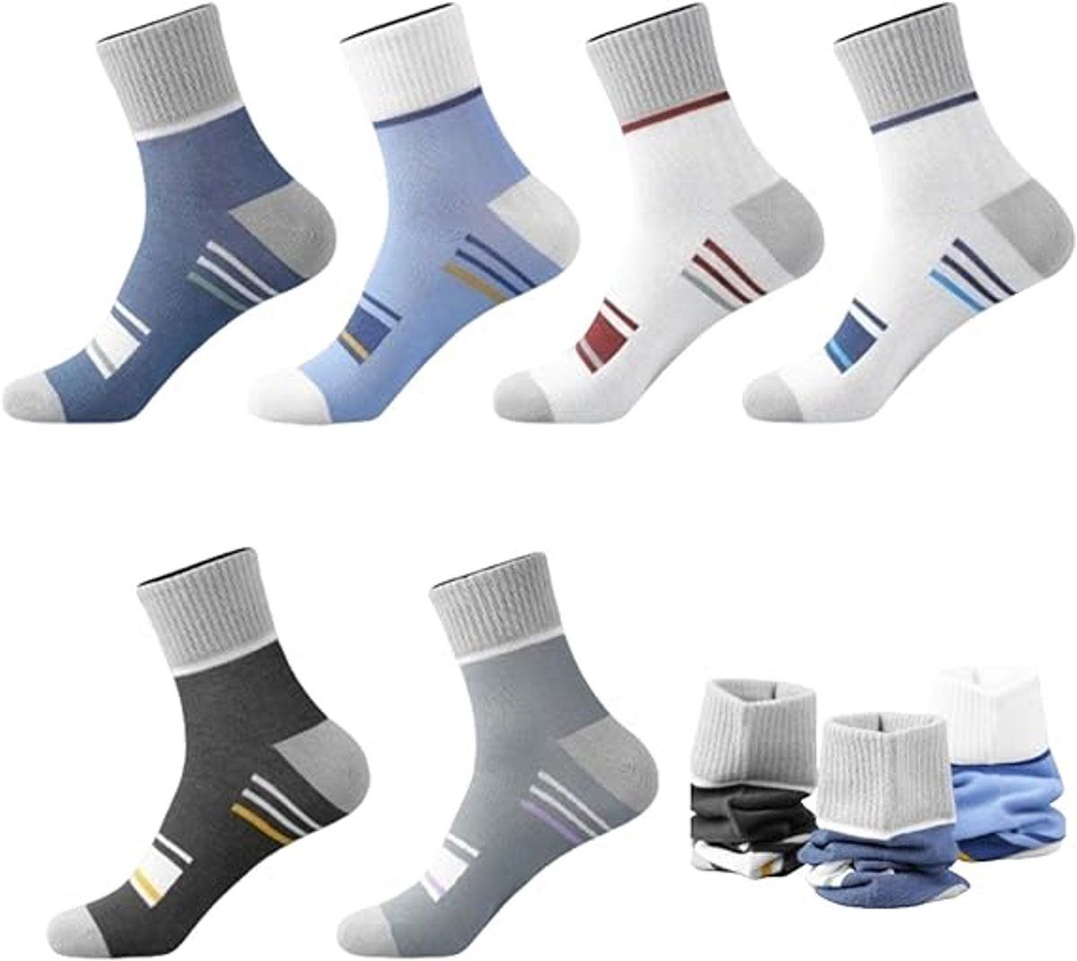 6 Pair Mens Sports Socks, Size 39 to 45